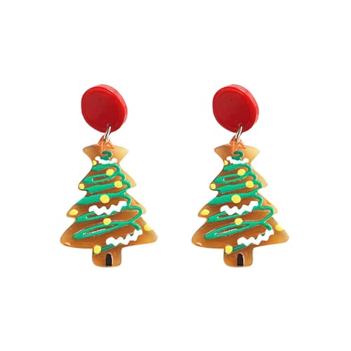 Clip Ohrringe Weihnachtsohrringe, kreative Vielfalt an Weihnachtsbaum-Acrylplatten-Ohrringen für Frauen ene Ohrhänger (A, One Size) von YWJewly