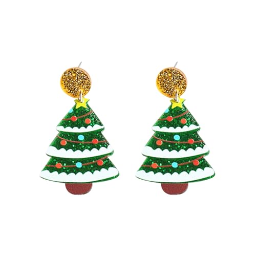 Clip Ohrringe Weihnachtsohrringe, kreative Vielfalt an Weihnachtsbaum-Acrylplatten-Ohrringen für Frauen ene Ohrhänger (B, One Size) von YWJewly