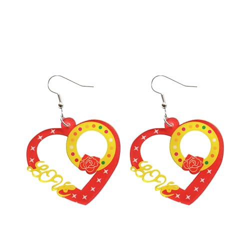 Cute Ohrringe Damen Festliche Valentinstag-Ohrringe, kreative Liebesbriefe, herzförmige süße Persönlichkeit, modische Acryl-Ohrringe Ohrringe Brautschmuck (C, One Size) von YWJewly