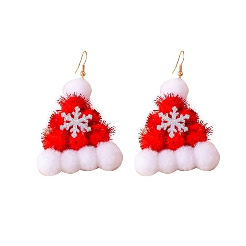 Cute Ohrringe Damen Weihnachtsbaum Glocke Ohrringe Weihnachten kreative Urlaub Party Ohrringe Schmuck Creolen Frauen Herren Schwarze Creolen (Red, One Size) von YWJewly