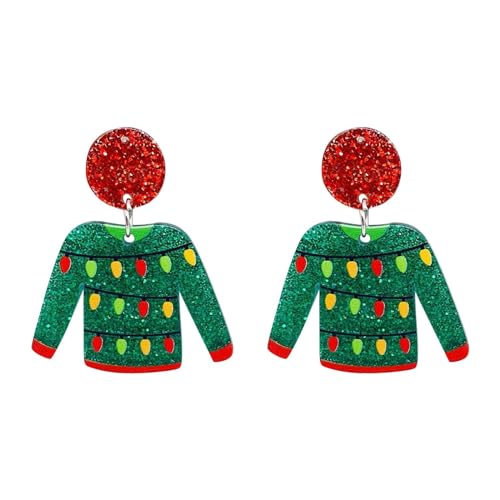 Cute Ohrringe Damen Weihnachtsohrringe, roter Pullover, Acrylohrringe, Pinguin-Weihnachtsmann-Ohrringe Künstliche Ohrringe (B, One Size) von YWJewly