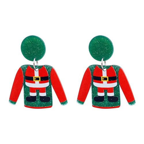 Cute Ohrringe Damen Weihnachtsohrringe, roter Pullover, Acrylohrringe, Pinguin-Weihnachtsmann-Ohrringe Künstliche Ohrringe (C, One Size) von YWJewly