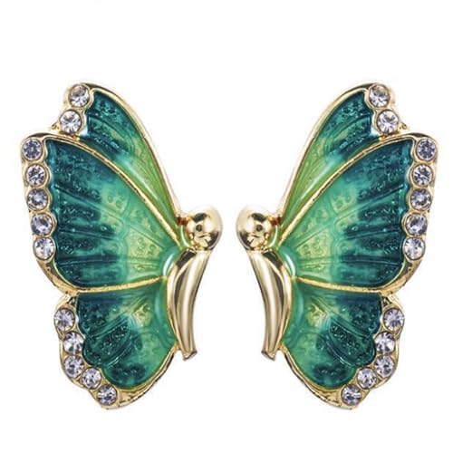 Damen Schmuck Schmetterling Malerei Öl Ohrringe Europäische amerikanische kreative Perlenohrringe Legierung Strass Schmuck Schlangenohrringe (Blue, One Size) von YWJewly