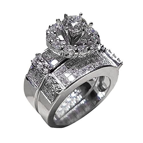 Damenringe Geometrische Vintage-Ringe Creative Day to Ring Luxury Rose DamenringCan Ring Valentine's Diamond Stacked Fashion Wear Ring Rose Be Diamond Ring RingNew Rings Sticker Der (A, One Size) von YWJewly
