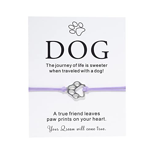 Dickes Armband Damen Segens-Karten-Armband Kreative Persönlichkeit Legierungs-Hund-einstellbares gewebtes Karten-Armband Kinder Lederarmband Jungen (Purple, One Size) von YWJewly