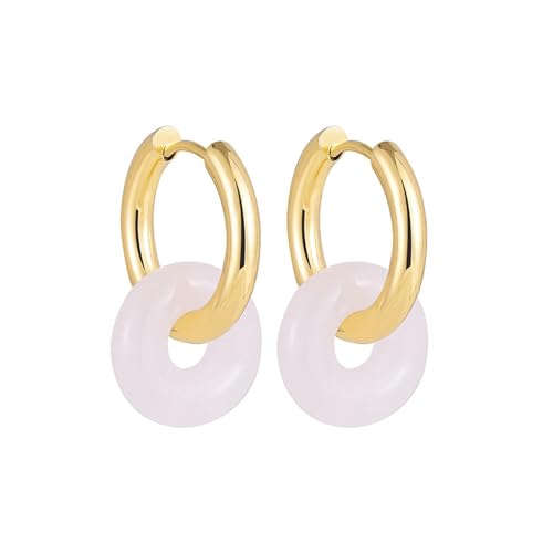 Frauen Ohrringe Ohrhänger Einzigartige dicke Ohrringe gepaart mit Naturstein für Damen-Ohrringe mit mehrfarbigem Steinring Weise Ohrringe Damen (D, One Size) von YWJewly