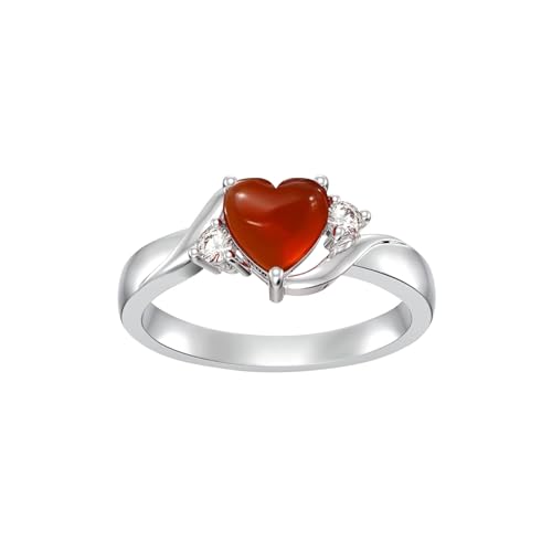 Gürtel Damen Zwei Ringe Zirkon-Herz-Ring für Frauen Mädchen, zierliche Liebes-Herz-Charm-Ringe, Modeschmuck, Valentinstag, Geburtstag, Geschenke für Ringe Mädchen Teenager Echt Silber (Silver, E) von YWJewly