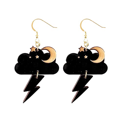 Kinder Clips Ohrringe personalisierte Wolke hängende Ohrringe Holzverzierungen für Mädchen Weihnachten Valentinstag Geschenke Creolen Für Mädchen (Black, One Size) von YWJewly