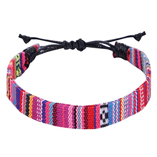 Konfirmation Armband 1 STÜCK Farbe Seil Gewebt Armband Einstellbare Boho Surfer Armband Für Männer Frauen Dünne Seil Handgemachte Strand Armband Buntes Armband Armband Armbanduhren (B, One Size) von YWJewly