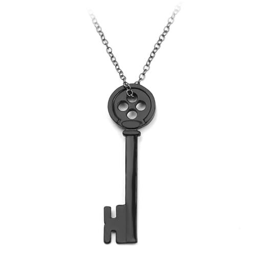 Massive Gliederkette Herren Halskette Schwarze Schlüssel-Anhänger-Halskette, Geometrie-Halsketten für Damen Herren, Anhänger, schwarzer Schlüssel-Halskette, mütterliche Halskette (2-Black, One Size) von YWJewly