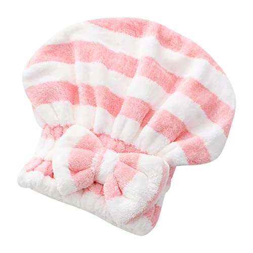 Mikrofaser-Trockenhaar-Tuch-Bandana mit Schleifen-Duschhaube Haarbandana-Duschhaube für Frauen mit lockigem und nassem Haar Steine Jade (Pink, One Size) von YWJewly