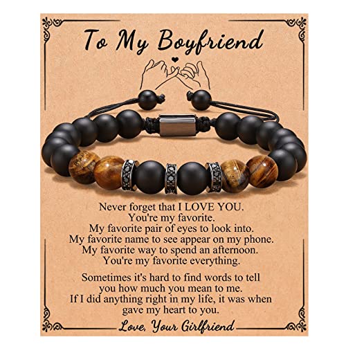 Mittelalter Armband To My Boyfriend Armband Bunte Natursteinperlen Kartenarmband Geflochtenes Seil Handgefertigter Geflochtenes Armband Schmuck Geschenke Für Frauen Armbanduhren (Black, One Size) von YWJewly