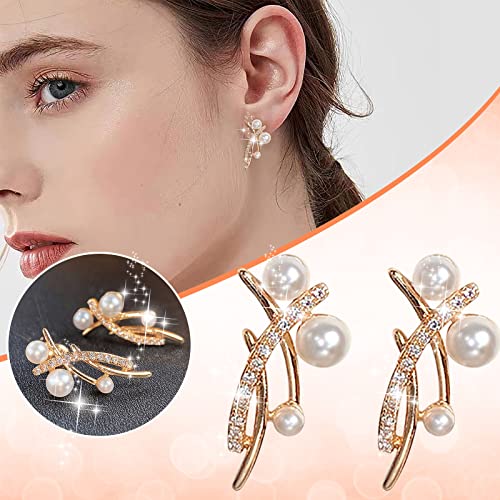 Ohrringe Aesthetic Faux-Perlen-Ohrringe für Teenager-Mädchen, minimalistische Piercing-Ohrstecker, trendige Ohrringe Ethnische Ohrringe Silber (Gold #3, One Size) von YWJewly