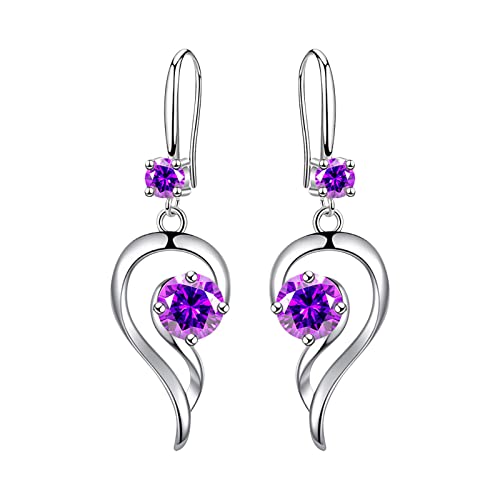 Ohrringe Damen Mode Ohrringe Edelstahl Runde Ohrringe Frauen Kreative Ohrringe Baumelnde Kristall Ohrringe Für Frauen Organisator Für Ohrringe (Purple, One Size) von YWJewly