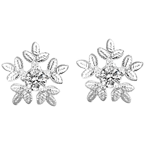 Ohrringe Hochzeit Schneeflocke Ohrstecker Ohrringe für Frauen Diamanten Ohrstecker Zirkon Geschenke Schmuck Ohrringe Stäbchen Ohrringe Silber (A-sliver, One Size) von YWJewly