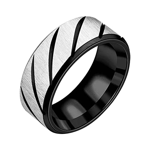 Ringe für Frauen Teen Girls Open Chunky Ringe Einfache Temperament Silber Ring Weibliche Mode Persönlichkeit Ring Ring Freundinnen Hand Schmuck Einfache Damen Ringe Ringe in Silber Damen (Black, D) von YWJewly