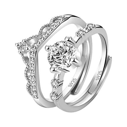 Ringe für Frauen mit unendlicher Liebe Persönlichkeit Wind Joint Mode Finger Diamond Ring Öffnung weiblicher Index Verstellbare leichte kalte Luxusringe Ringe Herren Edelstahl Blau (White, One Size) von YWJewly