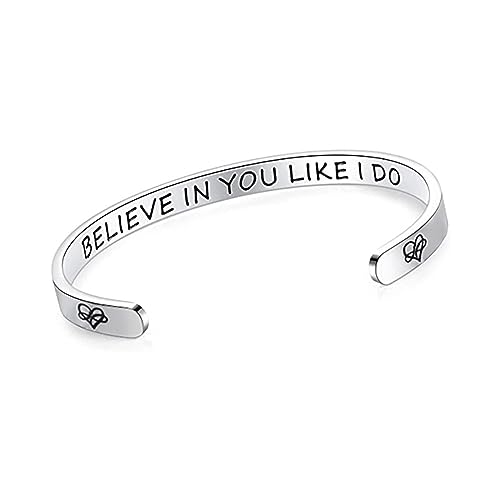 YWJewly Armbänder Damen Klassisches, inspirierendes Spracharmband Edelstahl mit der Aufschrift „You Like I Do“, personalisiert Armband 17 Cm (e-Grey, One Size) von YWJewly