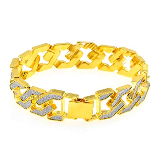 YWJewly Armbänder KnüPfen Männlich Armreif Kette Handgelenk Edelstahl Männer Stahl Trendy Hiphop Gliederkettenarmbänder 3 Armband Damen (Gold, One Size) von YWJewly