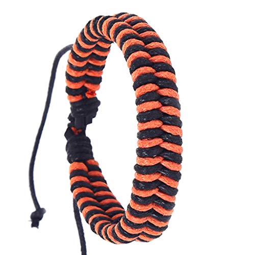 YWJewly Armband Damen Edelstahl Einfache Armband Männer gewebte handgemachte Mode Seil Retro Mode Armbänder Lederarmband Namen Kinder (Orange, One Size) von YWJewly