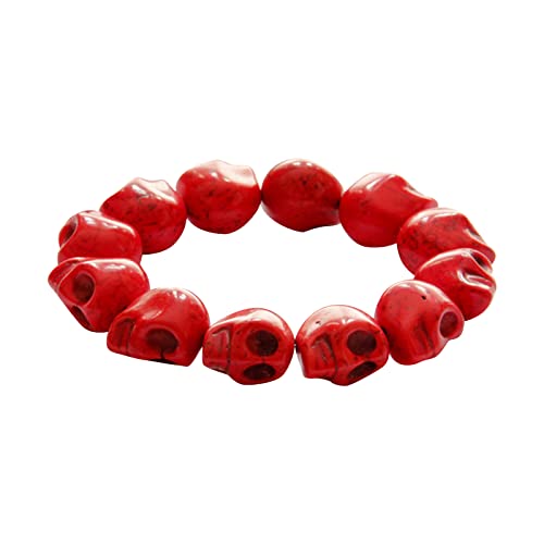 YWJewly Armreif Mode Synthetisches Türkis Armband Gebetskette Mala Armband für Männer Frauen Ersatz Lederarmband (Red, One Size) von YWJewly