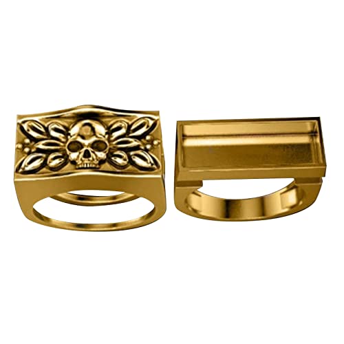 YWJewly Beliebte zarte Ringe sind einfach Und Anzug Frauen Punk Männer Abnehmbare StyleSkull Ringabdeckung Kreative Ringe Ringe Stempel (Gold, 6) von YWJewly