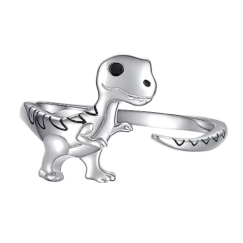 YWJewly Blumen-Design-Ring Offener Ring im amerikanischen Stil, Dinosaurier-Liebeshand mit verstellbarem Ring, Schmuck Ringe Kissen Hochzeit (A, One Size) von YWJewly