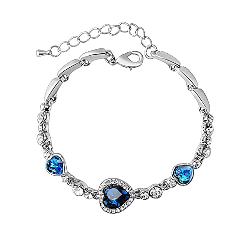 YWJewly Charm Armband Liebes-Herz-Kristallarmband-Art- Weisefrauen-Armband-Handgelenk-Armband-Mädchen-Zusatz-Weihnachtsgeschenke Filigranes Armband (Dark Blue, One Size) von YWJewly