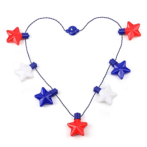 YWJewly Cuban Link Chain Glieder-Kette 7 Lichter National Day Zubehör Independence Day Luminous Halskette Pferdekopf Halskette (Blue, One Size) von YWJewly