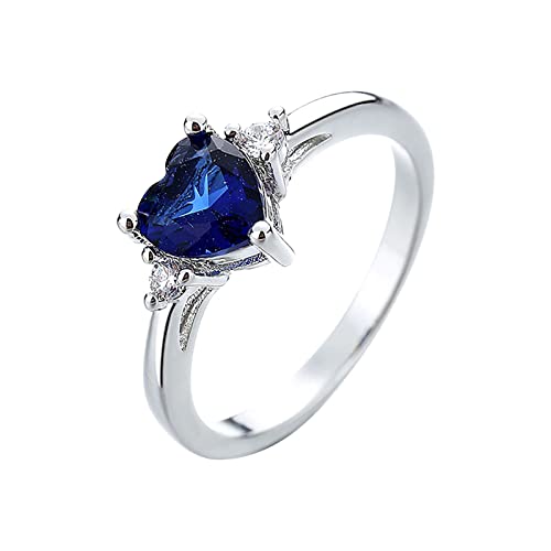 YWJewly Damen-Eheringe and geschnittenem Zirkon Engagement Round Cut Zirkonia Frauen Eheringe Schmuck Ringe für Frau Halloween Rings (Blue, 6) von YWJewly