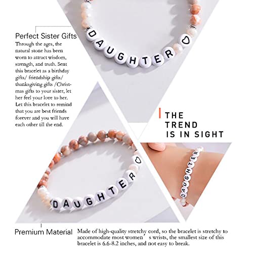 YWJewly Damenarmband An meine Familienmitglieder, Naturstein-Armband, Perlen-Kristallarmband, Geschenk mit Grußkarte Silbernes Armband (E, One Size) von YWJewly