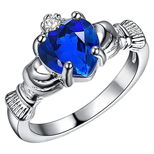 YWJewly Diamantringe für Damen Für Frauen stapelbar Liebe Männer Ringe Ringe vergoldet für Frauen Gold Ringe Ringe Ringe Ordner Schmal 4 Ringe (Blue, 6) von YWJewly