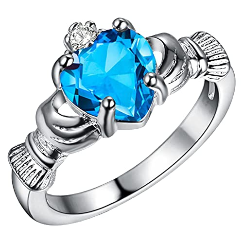 YWJewly Diamantringe für Damen Für Frauen stapelbar Liebe Männer Ringe Ringe vergoldet für Frauen Gold Ringe Ringe Ringe Ordner Schmal 4 Ringe (Light blue, 6) von YWJewly