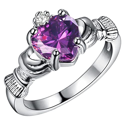 YWJewly Diamantringe für Damen Für Frauen stapelbar Liebe Männer Ringe Ringe vergoldet für Frauen Gold Ringe Ringe Ringe Ordner Schmal 4 Ringe (Purple, 8) von YWJewly