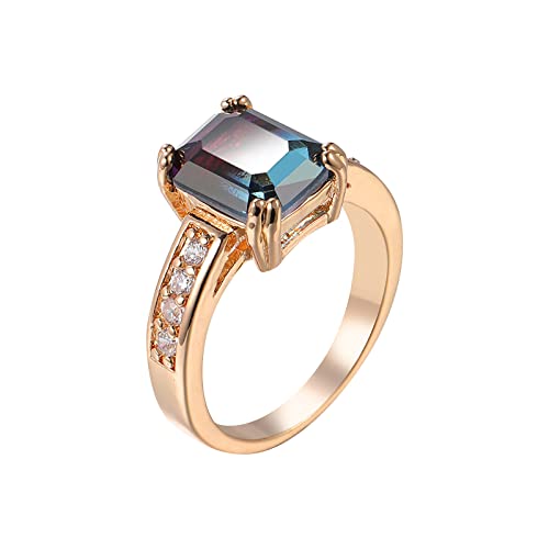 YWJewly Ein einzigartiges Geschenk für Mama Frauen, die sieben Farben Zirkonia-Ring-Versprechen-Verlobungs-Eheringe glänzen Ringer Hose (Gold, 10) von YWJewly