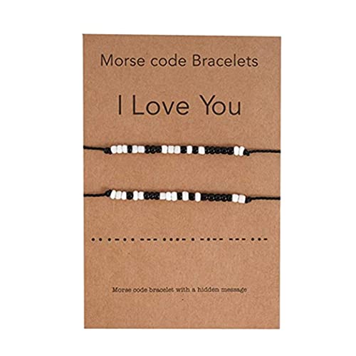 YWJewly Einstellbarem Armband Paare Armbänder I Love You Cute Boyfriend Geschenke von Girlfriend Relationships Matching Bracelets Beste Freunde Armband Für 2 Mädchen (Black, One Size) von YWJewly