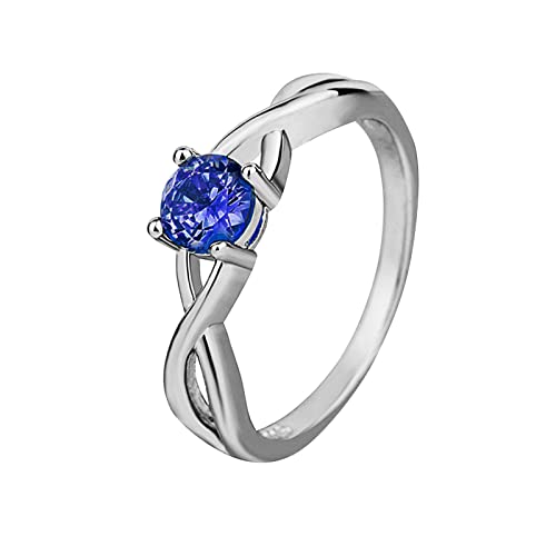 YWJewly Einstellbarer kubischer Ringe für Damen mit Strass Damenringe aus glänzendem Silber Herrenringe Kristallringe Damenringe Ringe 2 Set (Blue, 10) von YWJewly
