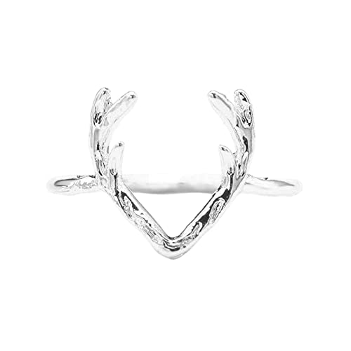 YWJewly Emotionen ChristmasRing Mädchen Einfache Mode Nettes Mädchen Kupfer Material Tier Ring Ornamente Dame Feasts Ring Schmuck Der Ringe Damen (Silver, 7) von YWJewly