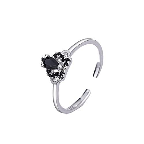 YWJewly Finger Midi Ring Set gestapelt Ring Pack Geschenk Ring offen verstellbare Ringe schwarz Zirkonia Versprechen Ringe für Sie Mehrteilige Ringe (Black, One Size) von YWJewly