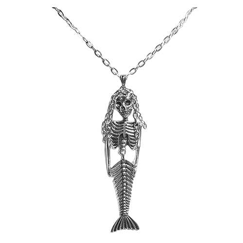YWJewly Frauen-Halsketten Lebensgroße -Halloween-Mode-Halskette, Retro-Halskette, kreative Fischgräten-Halskette Kinderwagen Anhänger (Silver, One Size) von YWJewly