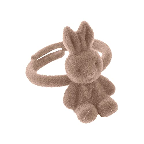 YWJewly Freundin Flocking Rabbit Opening Winter Ring Sweet Maiden Fashion All Index Finger Ring Ringer Trikot Kinder (Khaki, One Size) von YWJewly