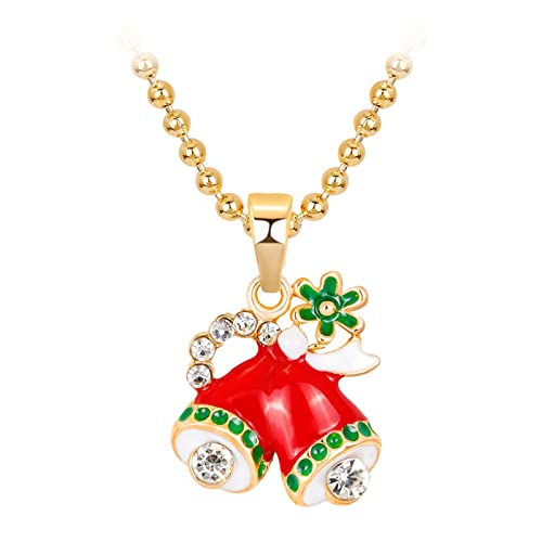YWJewly Geschenke für Fra+uen Drop Style European Christmas Halskette Oil Ornaments Anhänger Christmas Creative Weihnachtsatmosphäre Halsketten Kinder Mädchen (Red-1, One Size) von YWJewly