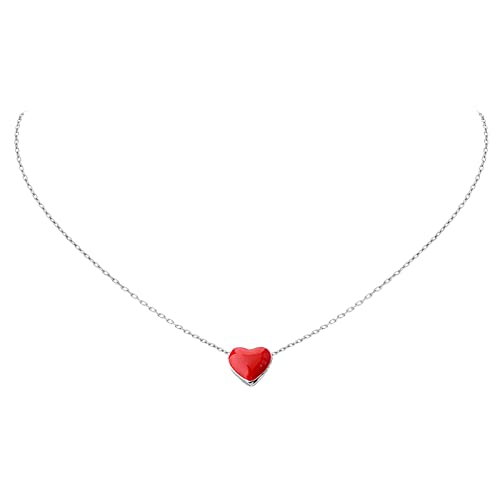 YWJewly Gold-Halsketten Personalisierte Paar passende Halskette Freundschaftsanhänger Schmuck geeignet für den Valentinstag Minimal Halskette (Red, One Size) von YWJewly