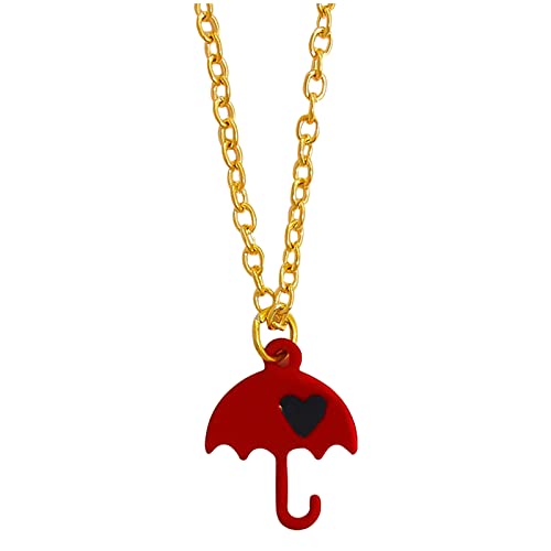 YWJewly Herren-Halskette Cartoon Liebe Regenschirm Mode Anhänger Halskette Schwarz Rot Paar Halskette Schmuck Ethnische Halskette (B, One Size) von YWJewly