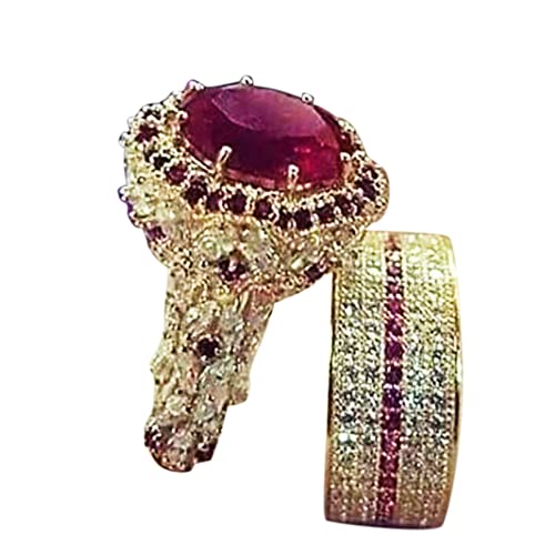 YWJewly Hochwertiger Smaragd-Diamantring Verlobungs-handgemachter Hochzeits-Schnitt-Luxusweiß-Geschenk-Schmuck-Ring-Ringe Ringe Zeigefinger (Red, 10) von YWJewly