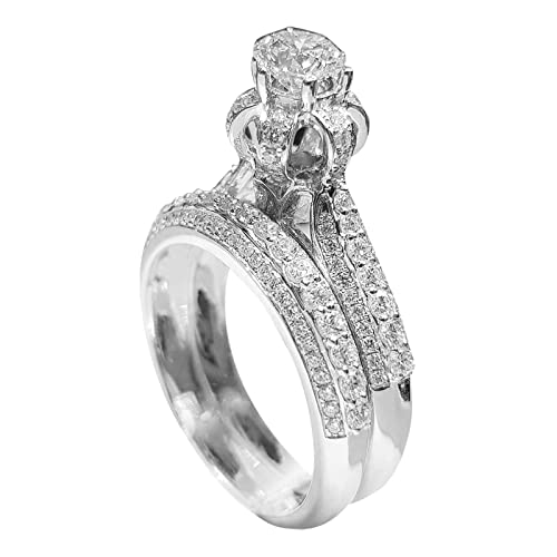 YWJewly Jubiläumsringe RingCan Day Damenring Rose Diamond Luxury Ring Diamond Ring Valentinstag Creative Rose Be To RingNew Fashion Stacked Ring Wear Ringe Dampfer Schutz Ringe (A, One Size) von YWJewly