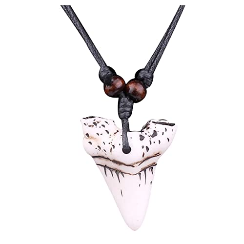 YWJewly Kette Beach Surfer Cool Halskette Schmuck Zähne Halsketten für Männer Zähne Frauen Halskette für Männer Holzschmuck Anhänger (White #2, One Size) von YWJewly