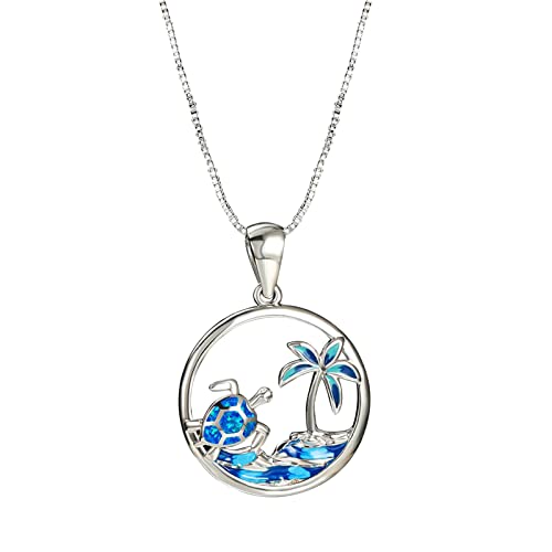 YWJewly Kette Herren Europa die Vereinigten Staaten Mode Kreis Schildkröte Halskette weiblichen Trend einfache kleine Tierschlüsselbeinkette Kreuz Anhänger (Blue, One Size) von YWJewly