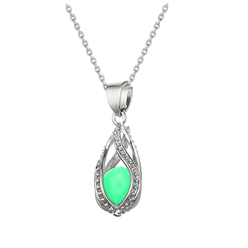 YWJewly Kette Herren Glow In The Dark Dragon Egg Tear Glowing Halskette Glow In The Dark Tear Drop Halskette Zierliche Halskette Lange Bunte Halskette Damen (Green, One Size) von YWJewly