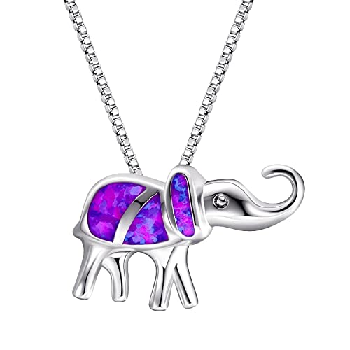YWJewly Kette Herz Personality Elephant Pendant Necklace For Women Wonderful Gifts For Birthday Anniversary Halskette Holz Herren (Purple, One Size) von YWJewly